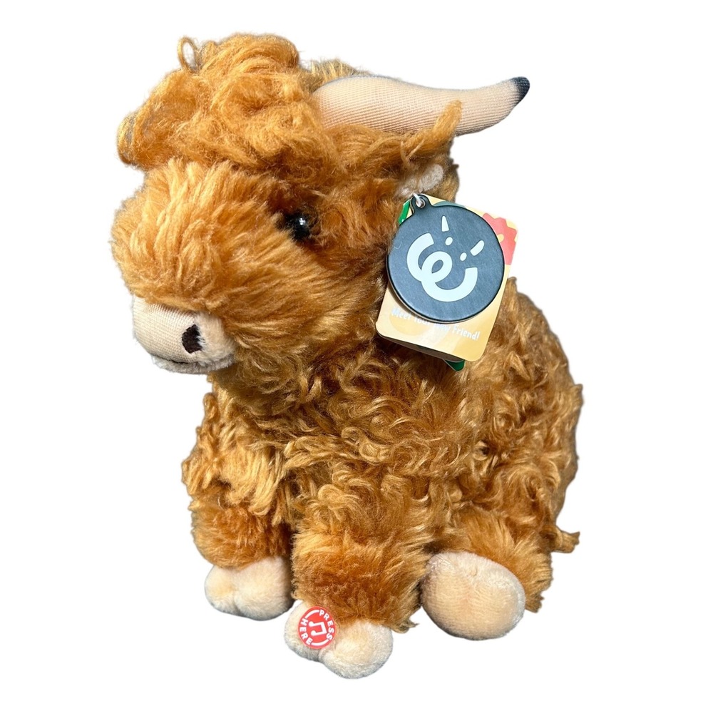 Living Nature Highland Cow Plush Sound Realistic Shaggy Curly Stuffed Toy Animal